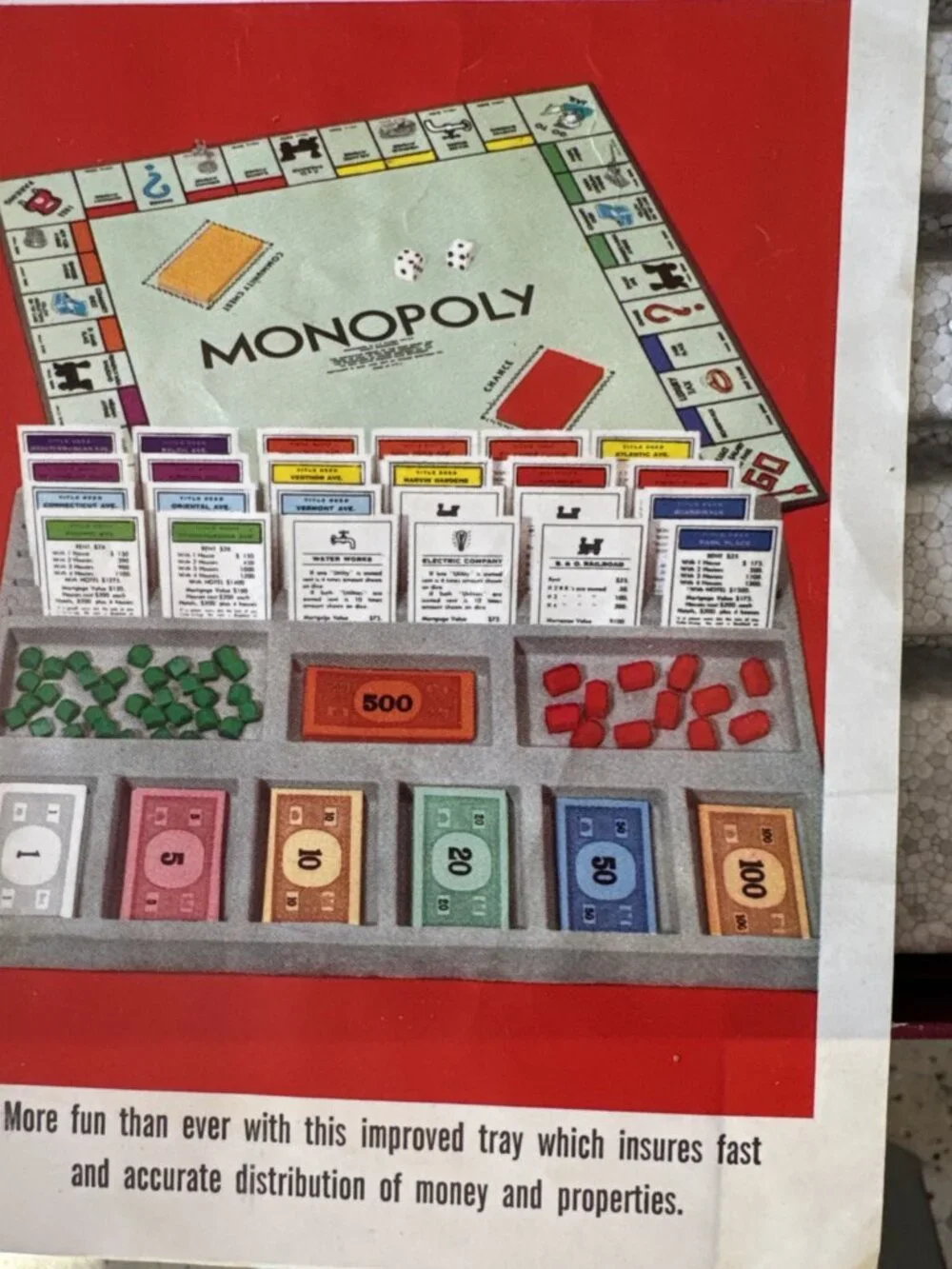 Parker Brothers 1963 Monopoly Deluxe Edition Red Box Vintage